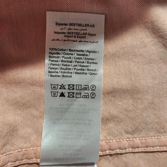 Jack&Jones Premium Men's Cotton Short-Sleeve Button-Down Shirt L Peach/colar - Picture 5 of 8